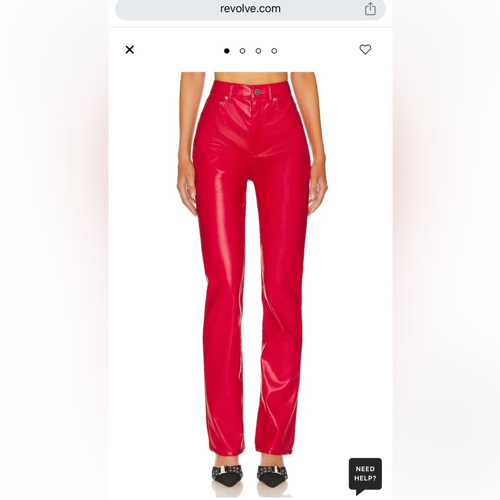 AFRM Heston Straight Leg Red Leather Pant
